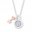 Lock & Key Necklace 1/15 cttw Diamonds Sterling Silver/10K Gold