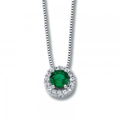 Lab-Created Emerald Sterling Silver Necklace