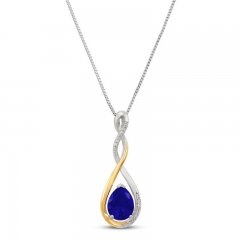 Diamond Necklace Lab-Created Sapphire Sterling Silver/10K Gold