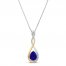 Diamond Necklace Lab-Created Sapphire Sterling Silver/10K Gold