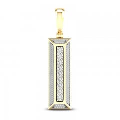 Men's Diamond Thin Dog Tag Charm 1/2 ct tw Round-cut 10K Yellow Gold