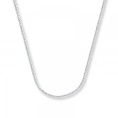 Square Wheat Chain 14K White Gold Necklace 24" Length