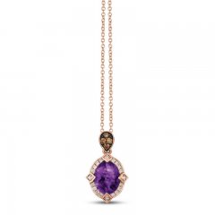 Le Vian Amethyst Necklace 1/6 ct tw Diamonds 14K Strawberry Gold 18"