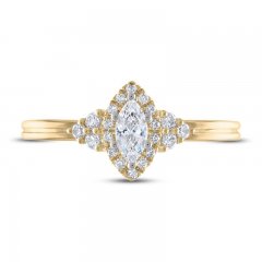 Diamond Engagement Ring 3/8 ct tw Marquise/Round-Cut 14K Yellow Gold