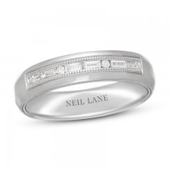 Neil Lane Men's Diamond Wedding Band 1/3 ct tw Round/Baguette 14K White Gold