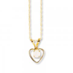 Opal Heart Necklace 14K Yellow Gold