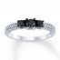 Black Diamond Ring 1/2 ct tw Round-cut Sterling Silver