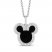 Disney Treasures Mickey Mouse Onyx Necklace 1/10 ct tw Diamonds Sterling Silver