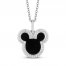 Disney Treasures Mickey Mouse Onyx Necklace 1/10 ct tw Diamonds Sterling Silver