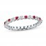 Stackable Ring Lab-Created Ruby&Diamond Sterling Silver