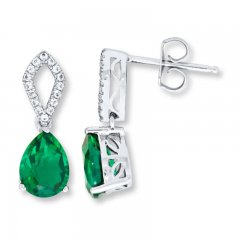 Lab-Created Emerald Earrings Sterling Silver