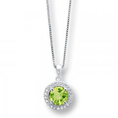 Peridot Necklace Lab-Created White Sapphires Sterling Silver