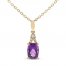 Amethyst & Diamond Necklace 1/20 ct tw Cushion/Round-Cut 10K Yellow Gold 18"