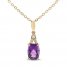 Amethyst & Diamond Necklace 1/20 ct tw Cushion/Round-Cut 10K Yellow Gold 18"