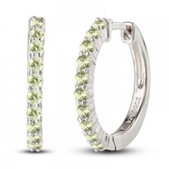 Peridot Dainty Hoop Earrings Sterling Silver