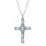 Aquamarine & White Lab-Created Sapphire Cross Necklace Sterling Silver 18"