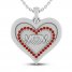 Garnet MOM Heart Necklace Sterling Silver 18"