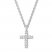 Diamond Cross Necklace 1/4 ct tw Round/Baguette 10K White Gold