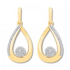 Diamond Teardrop Earrings 1/4 ct tw Round-cut 10K Yellow Gold