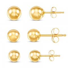 Ball Stud Earrings Set 14K Yellow Gold