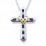 Cross Necklace Lab-Created Sapphire Sterling Silver/10K Gold