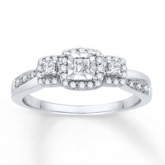 Diamond Ring 1/3 ct tw Princess-cut 10K White Gold