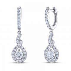 THE LEO Diamond Dangle Earrings 1 ct tw Round-cut 14K White Gold