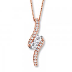 Ever Us Two-Stone Necklace 1/2 ct tw Diamonds 14K Rose Gold