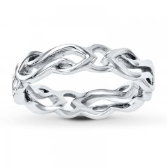 Stackable Ring Carved Band Sterling Silver