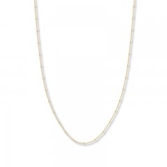 Beaded Curb Chain Necklace 14K Yellow Gold 24" Length