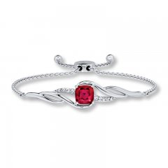 Lab-Created Ruby Bolo Bracelet Sterling Silver