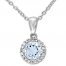 Aquamarine Necklace 1/15 ct tw Diamonds Sterling Silver