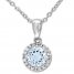 Aquamarine Necklace 1/15 ct tw Diamonds Sterling Silver