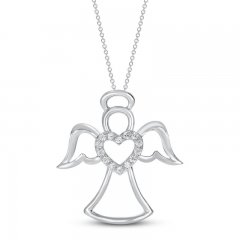 Diamond Angel Necklace Sterling Silver 18"