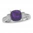 Amethyst & White Topaz Ring Sterling Silver