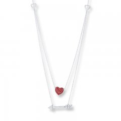 Heart & Arrow Necklace Lab-Created Gemstones Sterling Silver