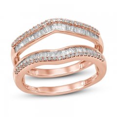 Diamond Enhancer Ring 1/2 ct tw Round/Baguette 14K Rose Gold