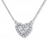 Diamond Heart Necklace 1/8 ct tw Round-cut 10K White Gold