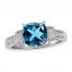 Blue & White Topaz Ring Sterling Silver