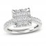 Diamond Engagement Ring 1-5/8 ct tw Princess, Round-Cut 14K White Gold