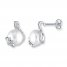 Cultured Pearl Earrings 1/10 ct tw Diamonds Sterling Silver