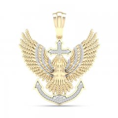 Men's Eagle & Anchor Diamond Pendant 1/5 ct tw Round-cut 10K Yellow Gold