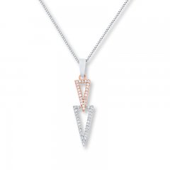 Triangle Necklace 1/6 ct tw Diamonds Sterling Silver/10K Gold