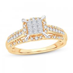 Multi-Diamond Engagement Ring 1/2 ct tw Princess/Round 10K Yellow Gold