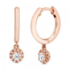 Diamond Dangle Huggie Hoop Earrings 1/4 ct tw Round-cut 10K Rose Gold