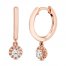 Diamond Dangle Huggie Hoop Earrings 1/4 ct tw Round-cut 10K Rose Gold