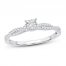 Diamond Engagement Ring 1/2 ct tw Princess/Round 14K White Gold