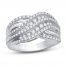 Diamond Fashion Ring 1 ct tw Round/Baguette Sterling Silver