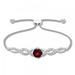 Garnet Bolo Bracelet Lab-Created Sapphires Sterling Silver