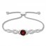 Garnet Bolo Bracelet Lab-Created Sapphires Sterling Silver